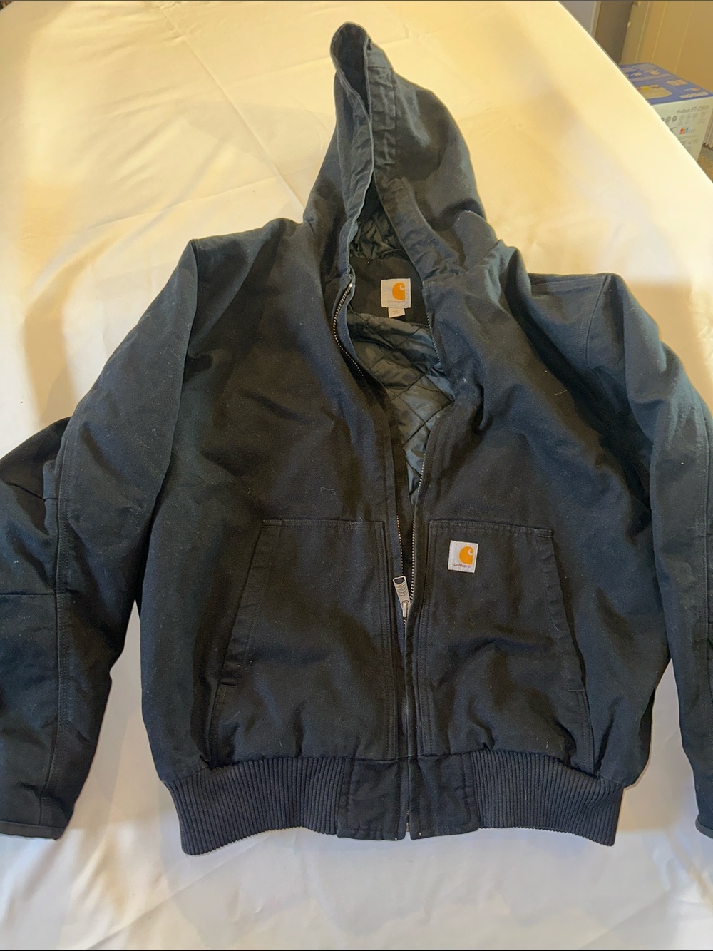 Carhartt Men Sz XL Black Hooded Jacket
